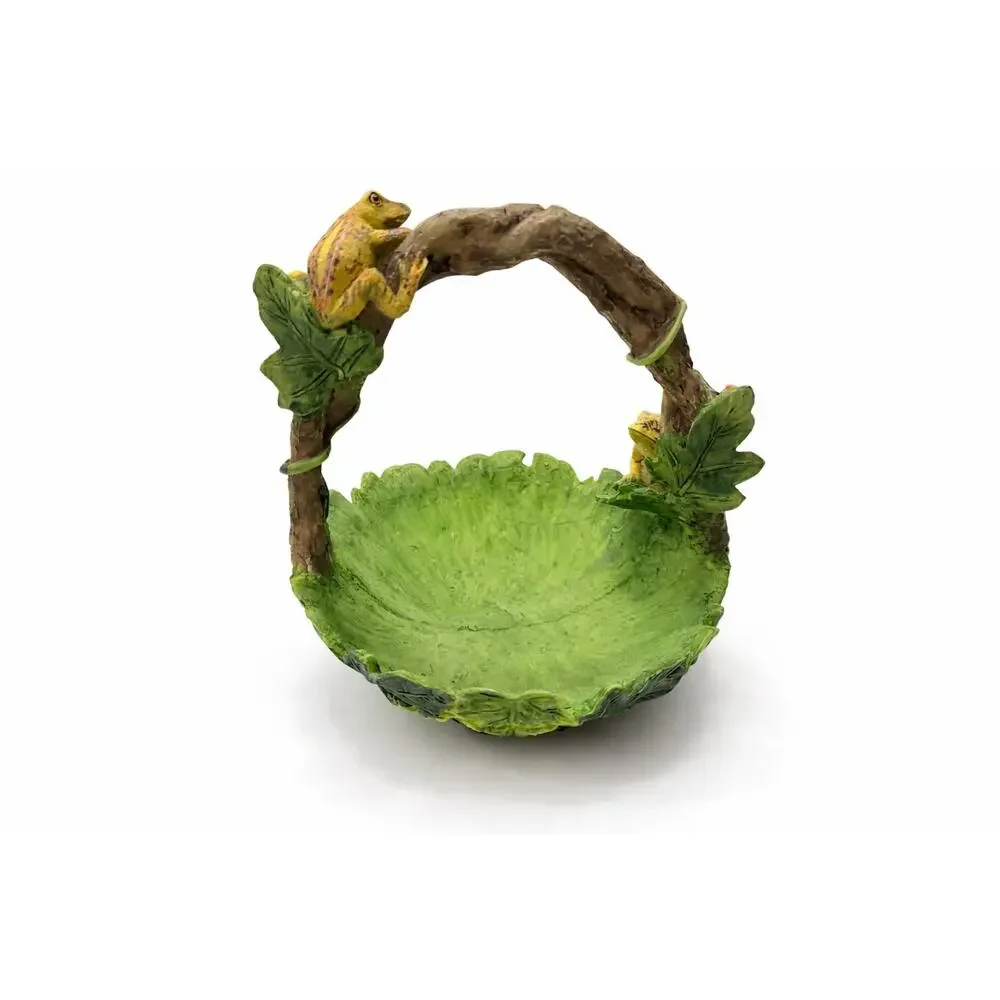 Whimsical Frog & Lily Pad Resin Decorative Basket - Cottagecore Home Decor